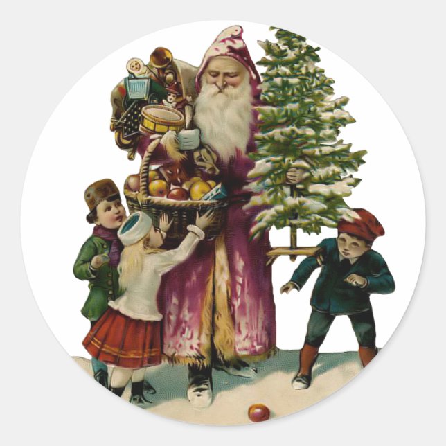 Rond Sticker de Noël du père vintage (Devant)