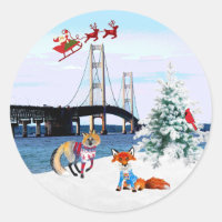 Sticker de Noël du pont Mackinac