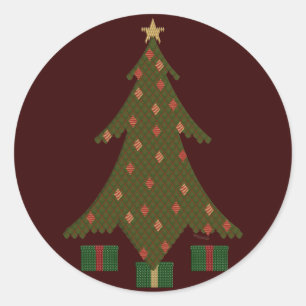 Rond Sticker de Noël en quadrillage