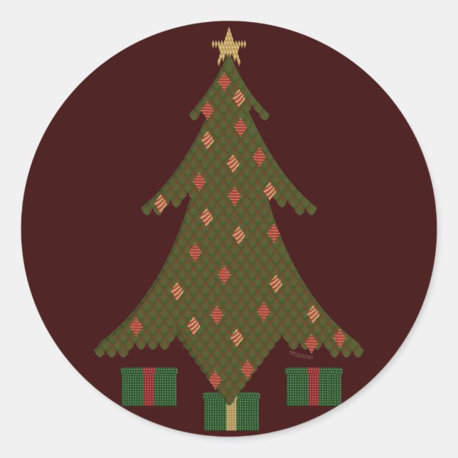 Rond Sticker de Noël en quadrillage (Devant)