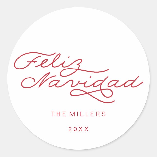 Rond Sticker de Noël espagnol Feliz Navidad (Devant)