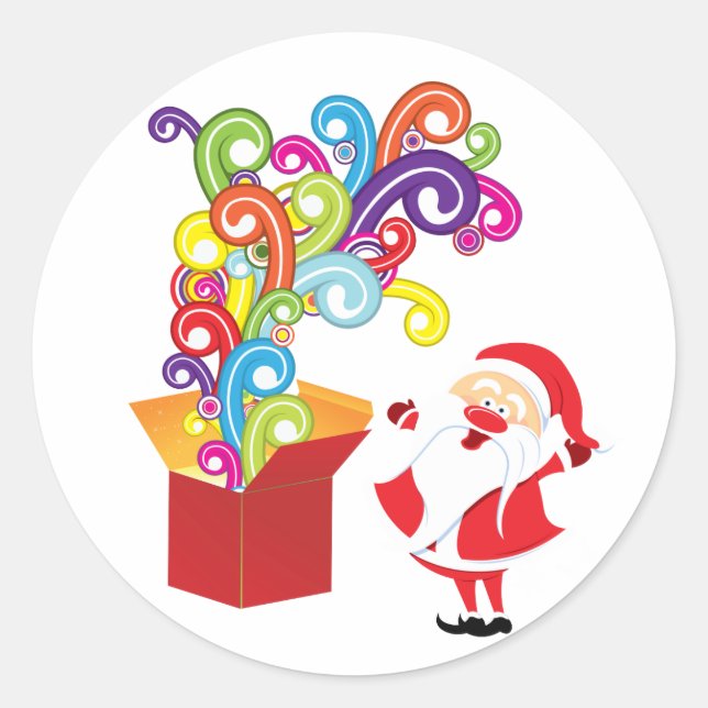 Rond Sticker De Noël Et Boîte Cadeau (Devant)