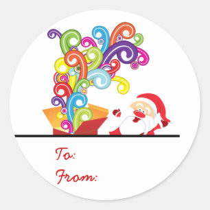 Rond Sticker De Noël Et Boîte Cadeau