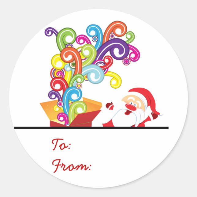 Rond Sticker De Noël Et Boîte Cadeau (Devant)
