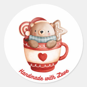 Rond Sticker de Noël fait main avec amour