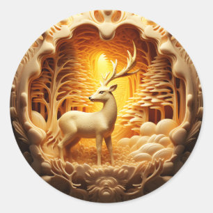 Rond Sticker de Noël Gold Deer
