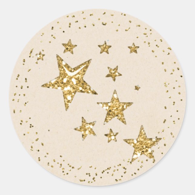 Rond Sticker de Noël Gold Star (Devant)