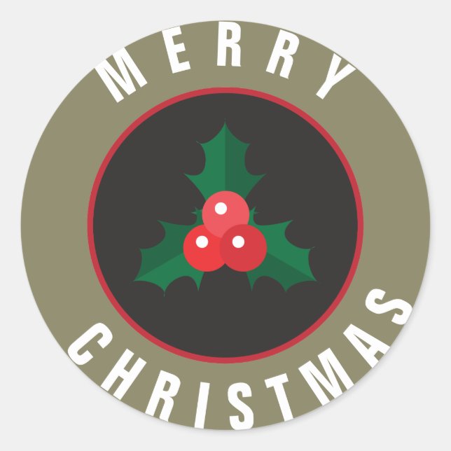 Rond Sticker de Noël Holly & Berries (Devant)