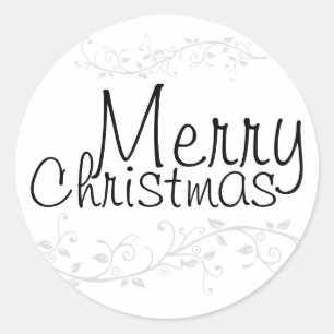 Rond Sticker de Noël Joyeux Argent