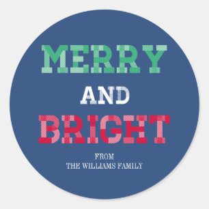 Rond Sticker De Noël Joyeux Et Lumineux