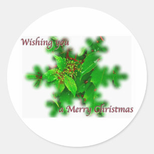 Rond Sticker de Noël Joyeux Foliage
