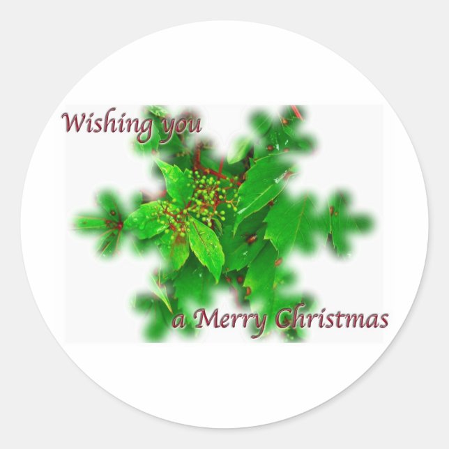 Rond Sticker de Noël Joyeux Foliage (Devant)