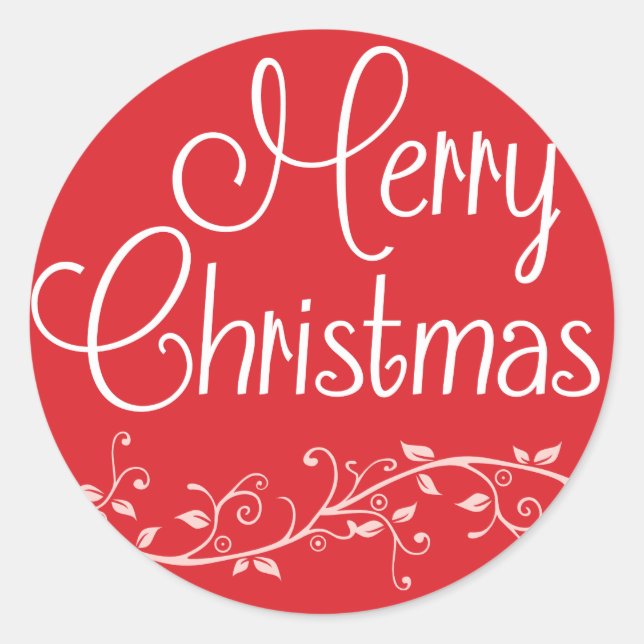 Rond Sticker de Noël Joyeux Rouge (Devant)
