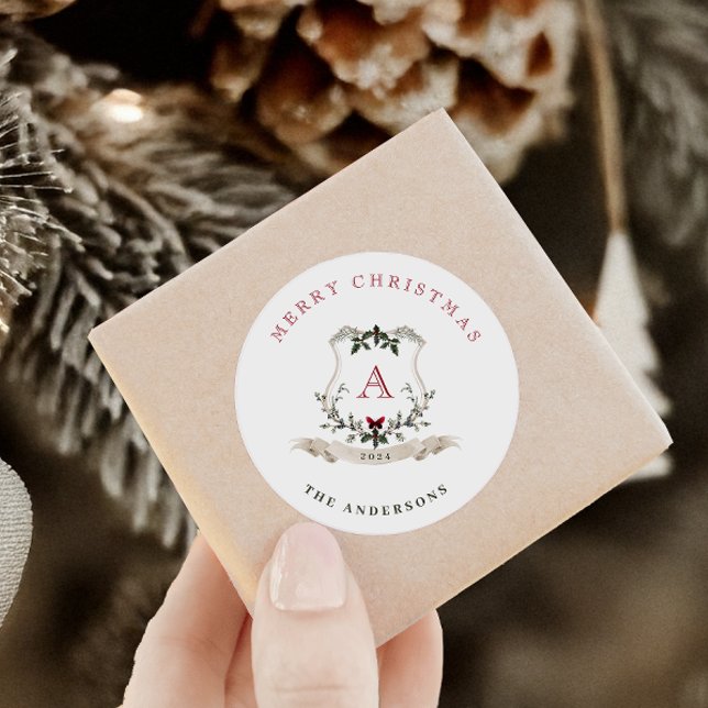 Rond Sticker de Noël Monogramme vintage (Créateur téléchargé)
