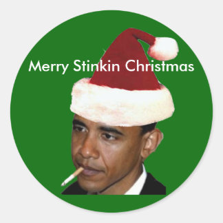 Rond Sticker de Noël Obama (t-shirt pare-chocs anti-oba