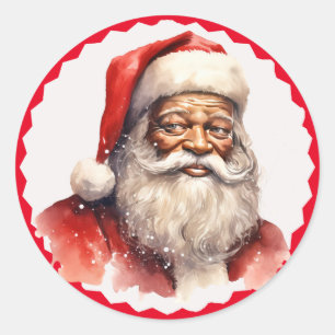 Rond Sticker de Noël Père Noël noir