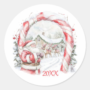 Rond Sticker de Noël père Noël Reindeers Sucre de canne