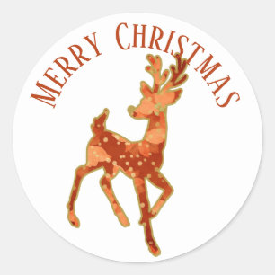 Rond Sticker de Noël/Reindeer/Poinsettia Design