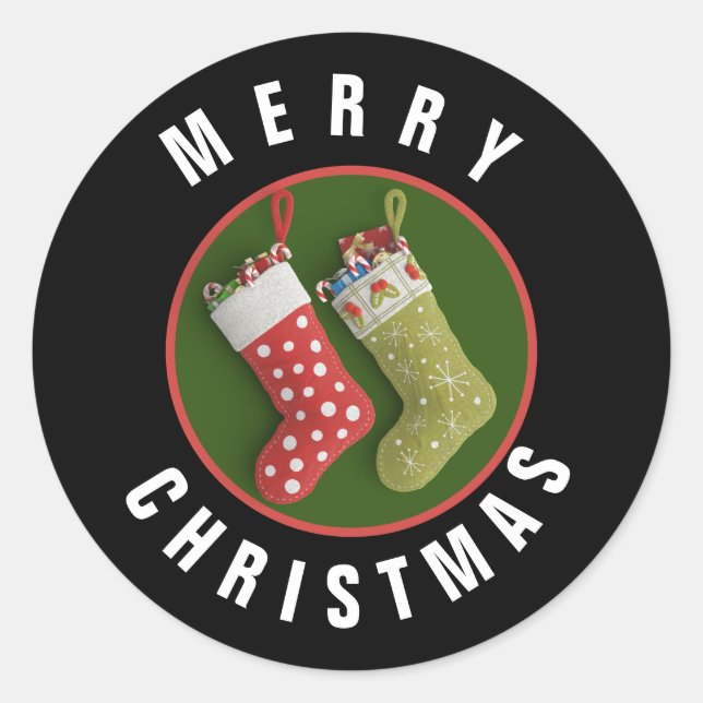 Rond Sticker de Noël rouge et vert (Devant)