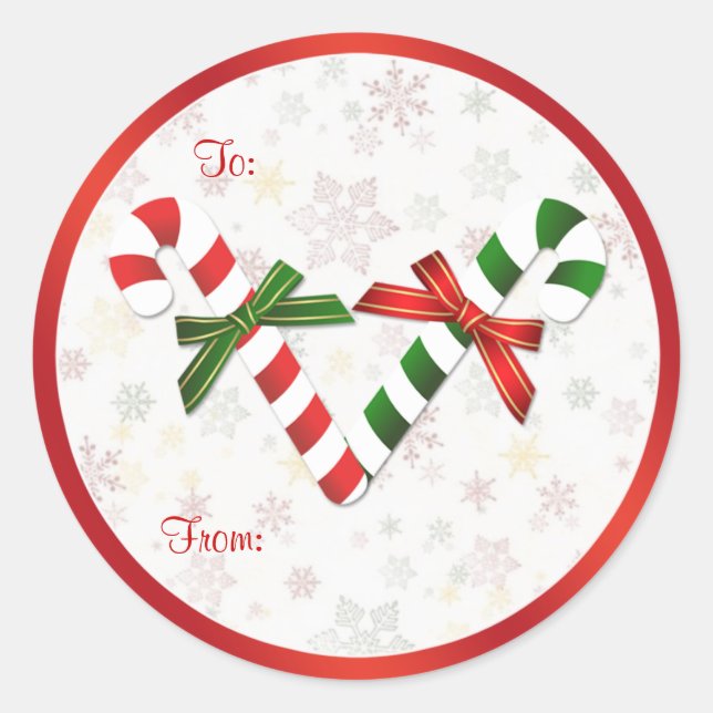 Rond Sticker de Noël rouge, vert, blanc (Devant)