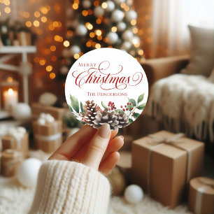 Rond Sticker de Noël Typographie personnalisée