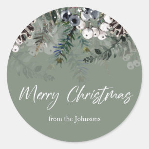 Rond Sticker de Noël vert blanc vert