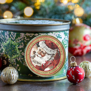 Rond Sticker de Noël vintage du Père Noël