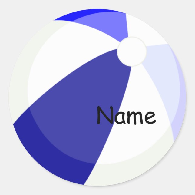 Rond Sticker de nom bleu plage (Devant)