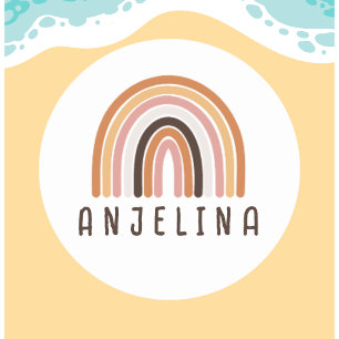 Rond Sticker de nom Boho Rainbow pour Sc