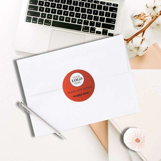 Rond Sticker de nom de logo de l'employé rouge (Créateur téléchargé)