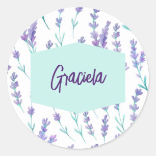 Rond Sticker de nom floral Lavender