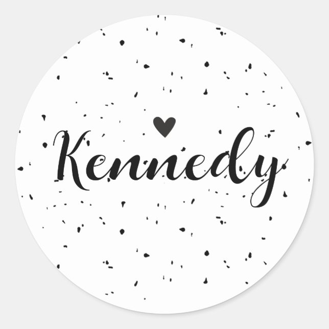 Rond Sticker de nom Kennedy Minimal Moderne Coeur Speck (Devant)