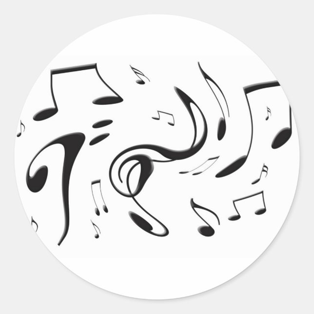 Rond Sticker de notes musicales tordues (Devant)