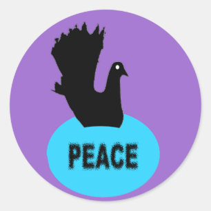 Rond Sticker de paix de la colombe noire