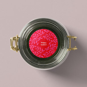 Rond Sticker de Pâques pour feuillage rose et rouge