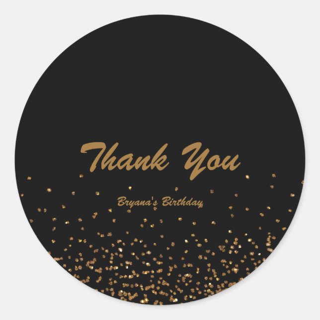 Rond Sticker de partie chic Black & Gold Fine Parties s (Devant)