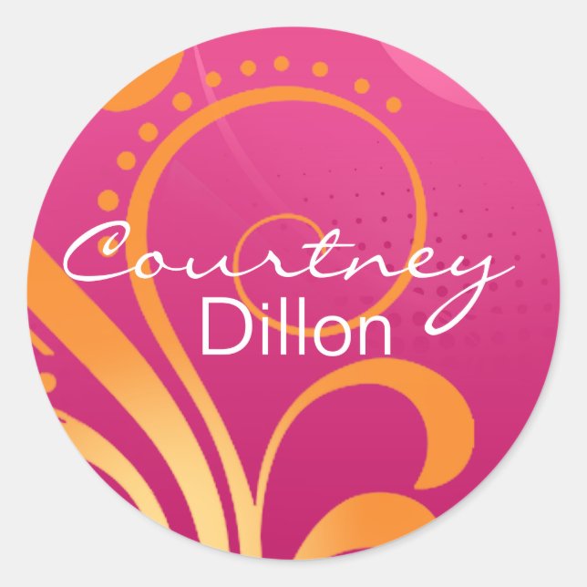 Rond Sticker de partie rose et orange (Devant)