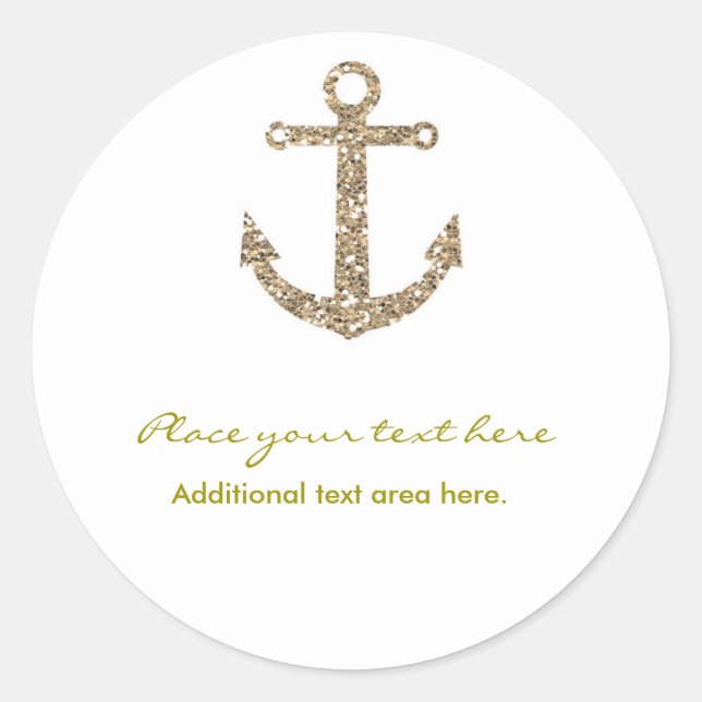 Rond Sticker de Parties scintillant d'or Ancre nautique (Devant)