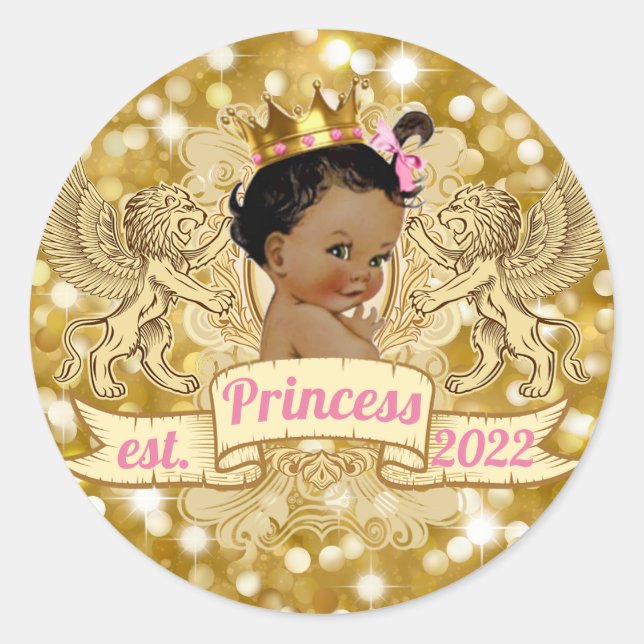 Rond Sticker de Parties scintillant Royal Gold Princess (Devant)