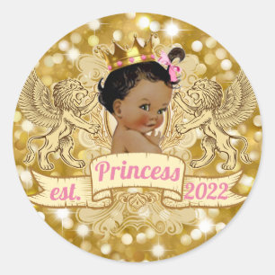 Rond Sticker de Parties scintillant Royal Gold Princess