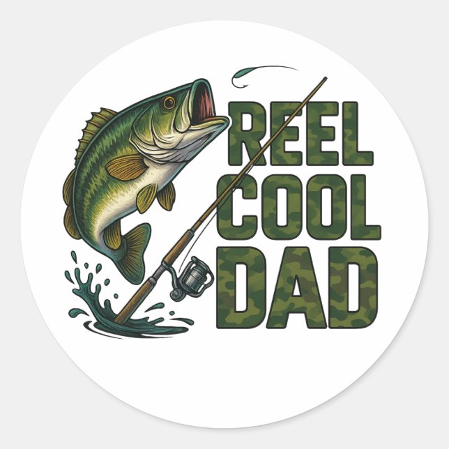 Rond Sticker de pêche pour papa Cool de bobine - Cadeau (Devant)