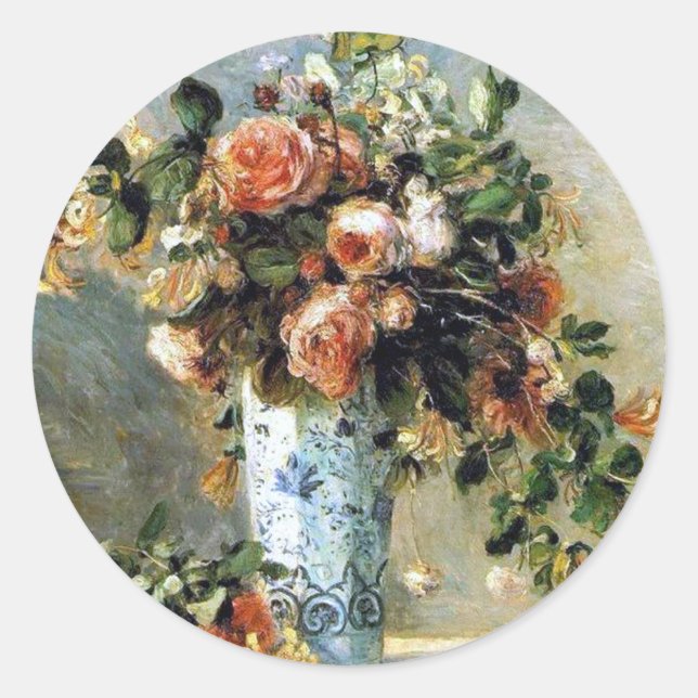Rond Sticker de peinture Renoir Rose et Jasmine (Devant)