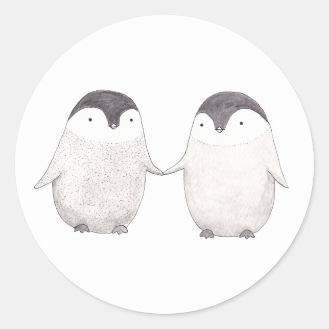 Rond Sticker de pingouins mignons Couple de pingouins h (Devant)