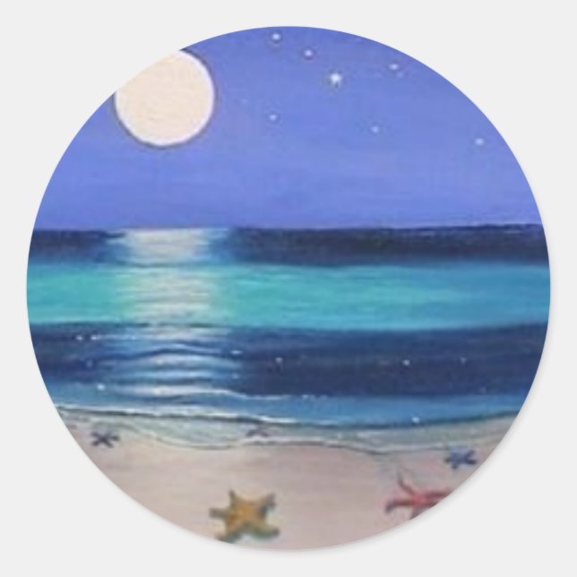 Rond Sticker de plage de minuit (Devant)