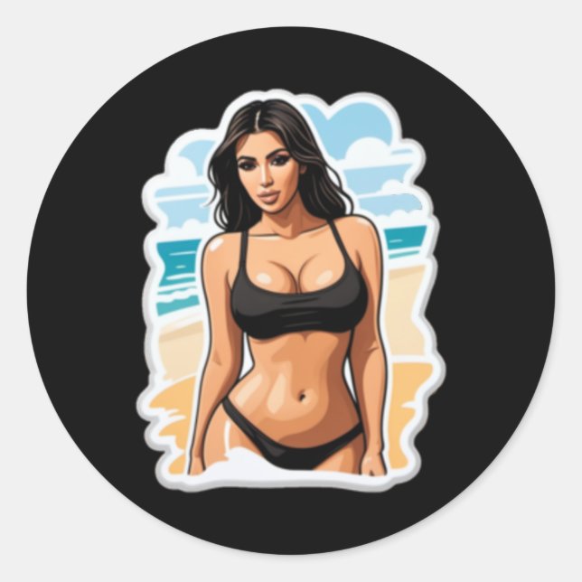 Rond Sticker de plage Kim Kardashian (Devant)