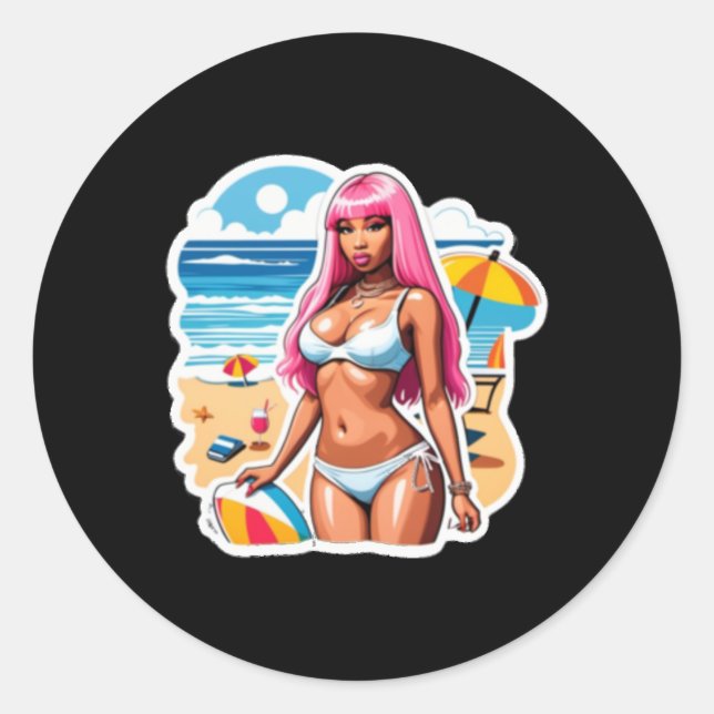 Rond Sticker de plage Nicki Minaj (Devant)