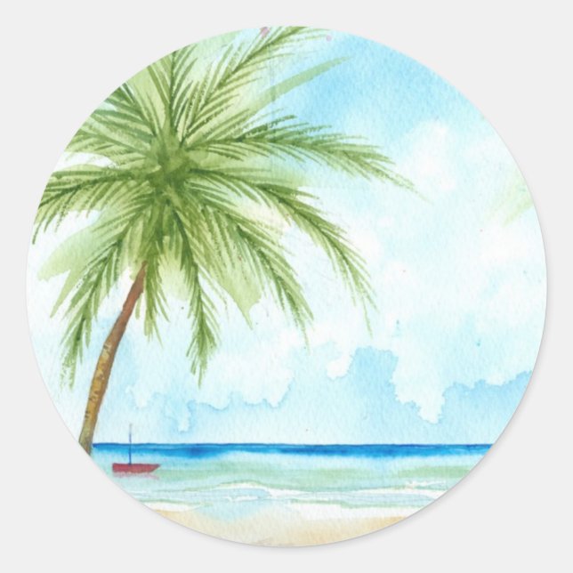 Rond Sticker de plage tropical (Devant)