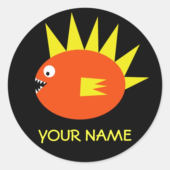Rond Sticker de poisson effrayant personnalisé (Devant)