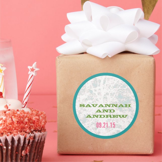 Rond Sticker de polices de feuille de lecture de l'arbr (Fête)