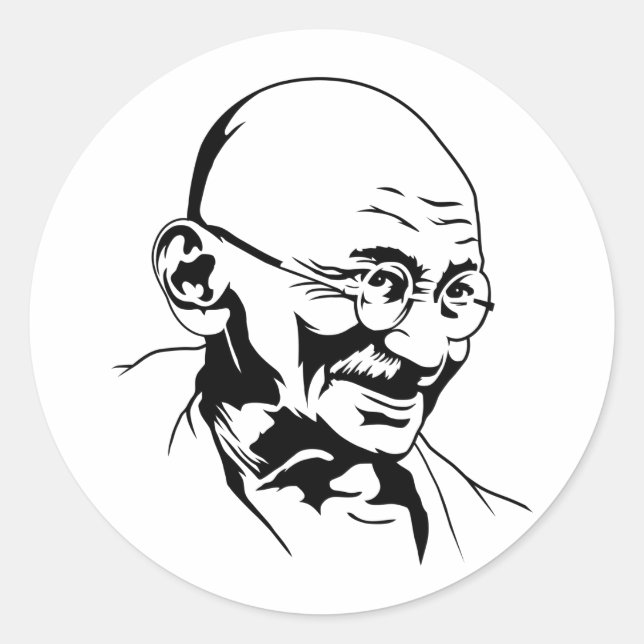 Rond Sticker de portrait Mahatma Gandhi (Devant)